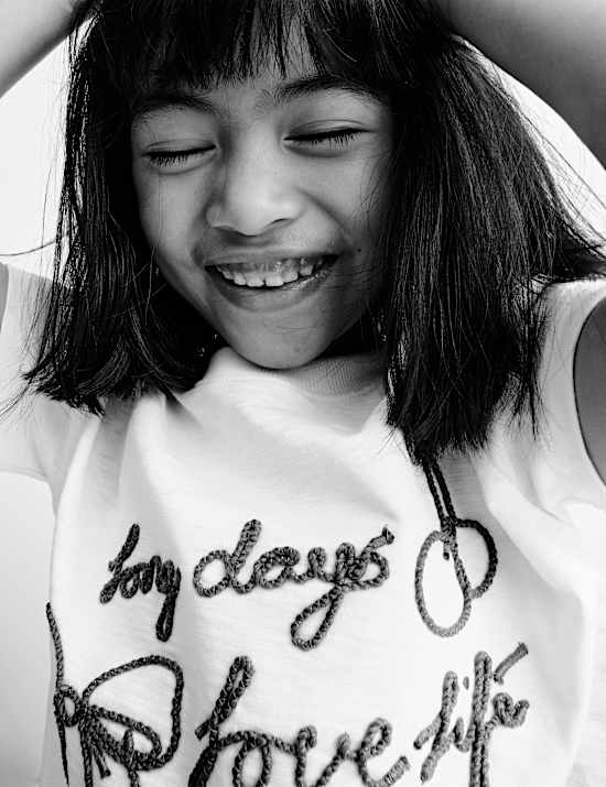 Pure Cotton Love Life Slogan T-Shirt (2-8 Yrs)