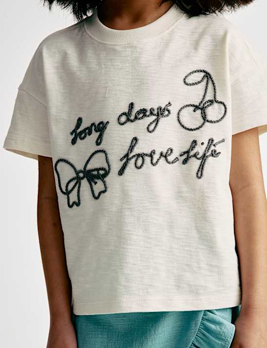 Pure Cotton Love Life Slogan T-Shirt (2-8 Yrs)