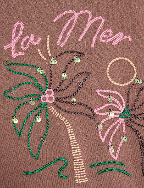 T-Shirt aus reiner Baumwolle mit Stickerei und Palmenmotiv (2&ndash;16 J.)