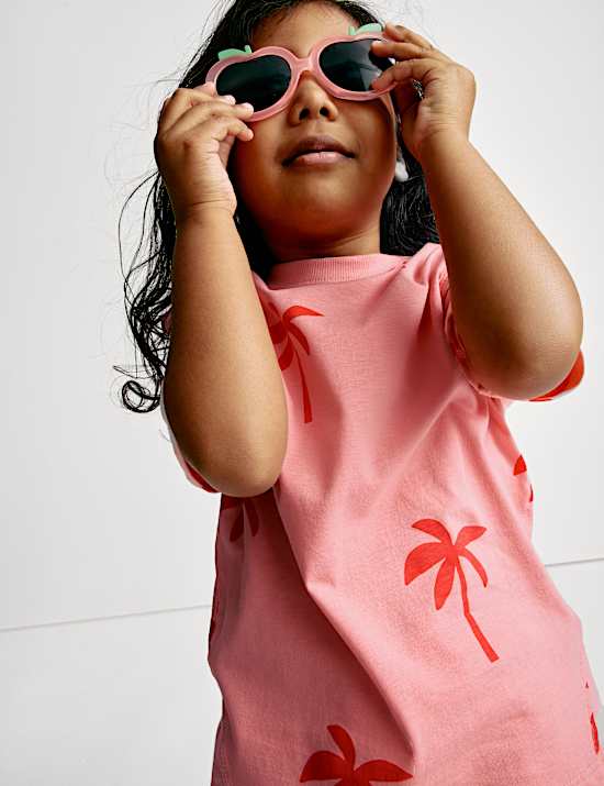 T-Shirt aus reiner Baumwolle mit Palmenprint (2–8 J.)