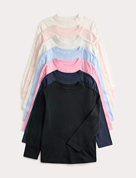 Set van 7 zuiverkatoenen tops (2-8 jaar)