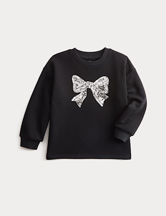 Pure Cotton Sequin Bow Top (2-8 Yrs)