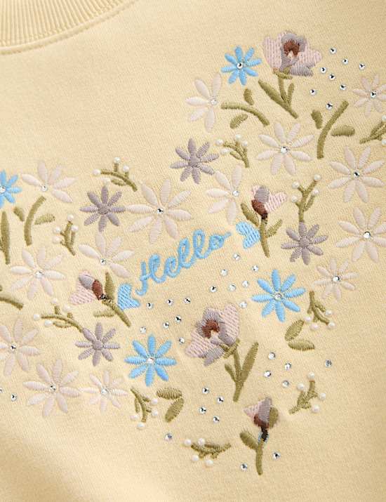 Cotton Rich Floral Heart Sweatshirt (2-8 Yrs)