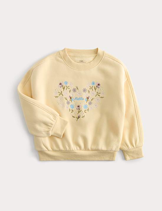 Cotton Rich Floral Heart Sweatshirt (2-8 Yrs)
