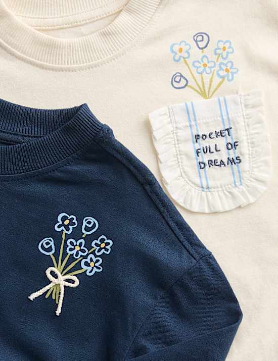 2 Pack Pure Cotton Floral Tops (2-8 Years)