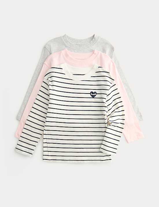 3 Pack Pure Cotton Striped Tops (2-8 Yrs)