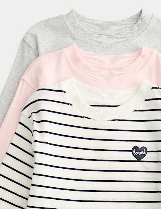 3 Pack Pure Cotton Striped Tops (2-8 Yrs)
