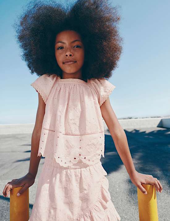 Pure Cotton Shell Broderie Top (2-8 Years)