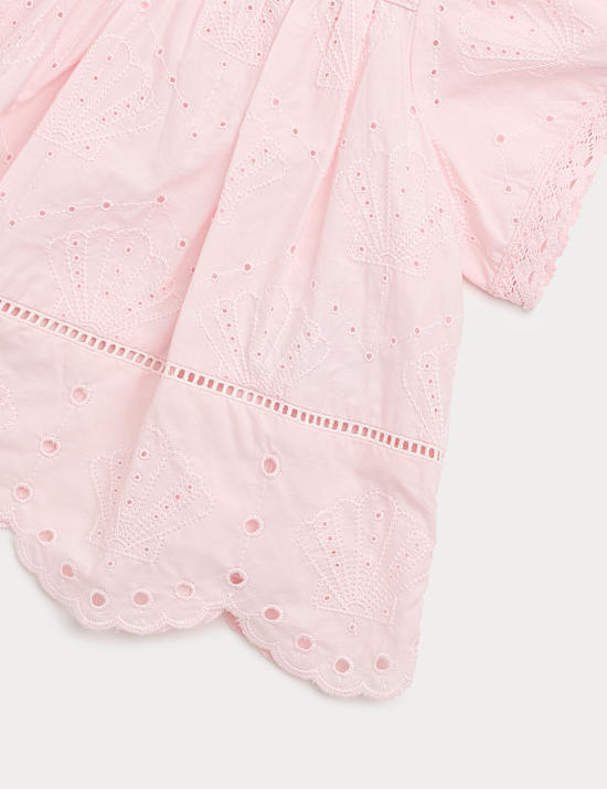 Top 100 % coton &agrave; motif coquillage brod&eacute; (du 2 au 8 ans)