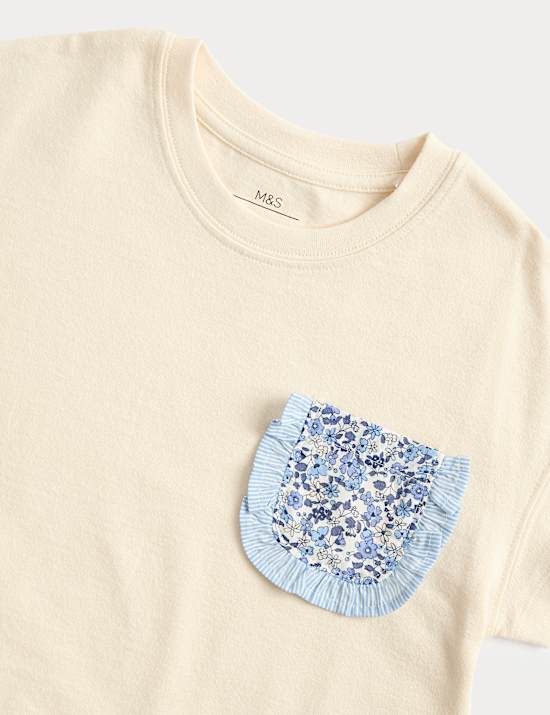 T-Shirt aus reiner Baumwolle mit Kreuzstichtasche