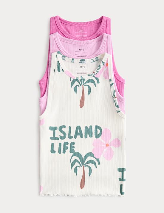 3 Pack Cotton Rich Island Life Vest Tops (2-8 Yrs)