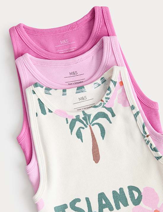 3 Pack Cotton Rich Island Life Vest Tops (2-8 Yrs)