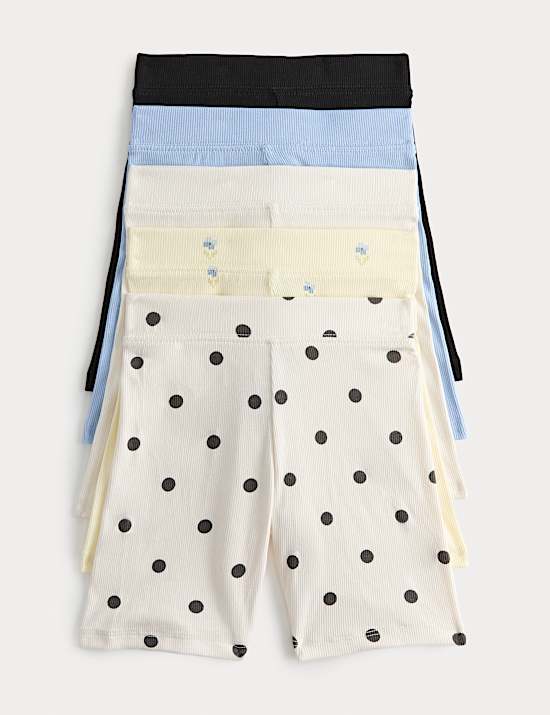 5 Pack Cotton Rich Patterned Cycling Shorts (2-8 Years)