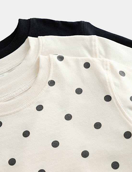 3 Pack Pure Cotton Polka Dot Tops (2-8 Yrs)