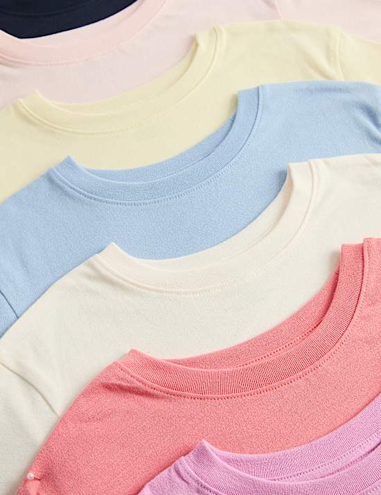 7 Pack Pure Cotton Jersey Short Sleeve T-Shirts (2-8 Years)