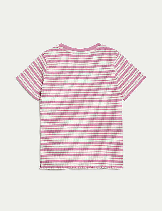 Cotton Rich Ribbed Striped T-Shirt (2-8 Yrs)