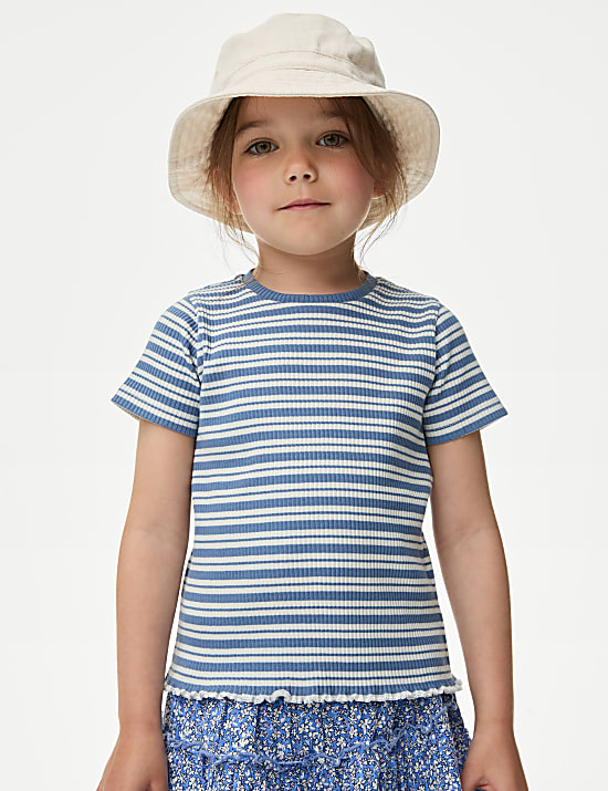 Cotton Rich Ribbed Striped T-Shirt (2-8 Yrs)