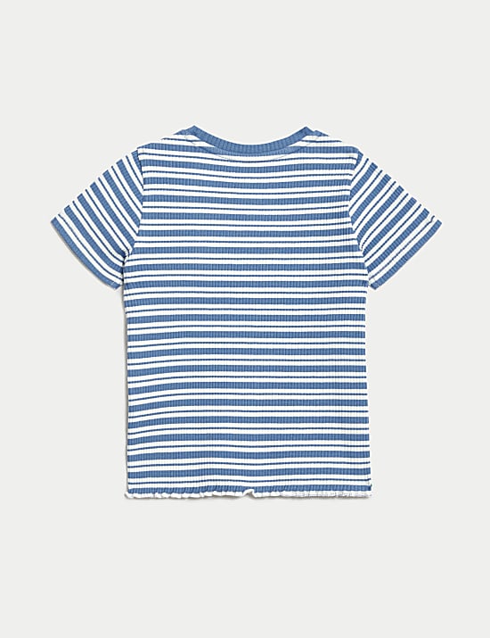 Ριγέ ριμπ T-shirt με υψηλή περιεκτικότητα σε βαμβάκι (2-8 ετών)