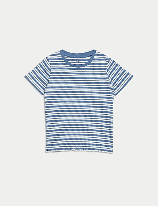 Ριγέ ριμπ T-shirt με υψηλή περιεκτικότητα σε βαμβάκι (2-8 ετών)