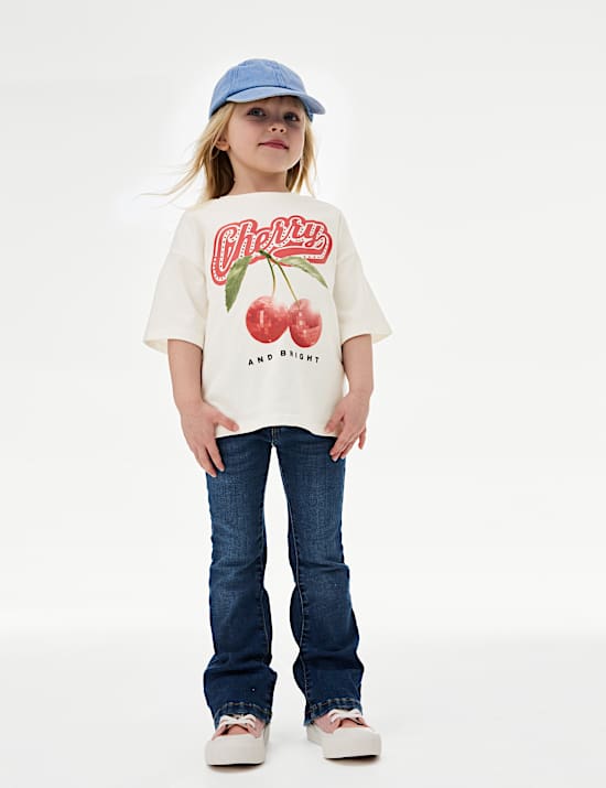 T-Shirt aus reiner Baumwolle mit Cherry and Bright-Motiv (2–8&nbsp;J.)