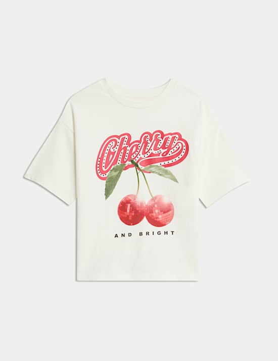 T-Shirt aus reiner Baumwolle mit Cherry and Bright-Motiv (2–8&nbsp;J.)