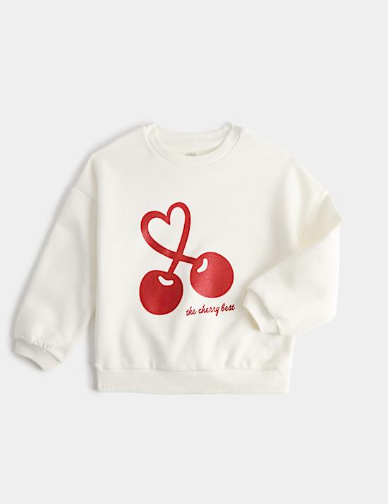 Cotton Rich Cherry Print Sweatshirt (3-8 Yrs)