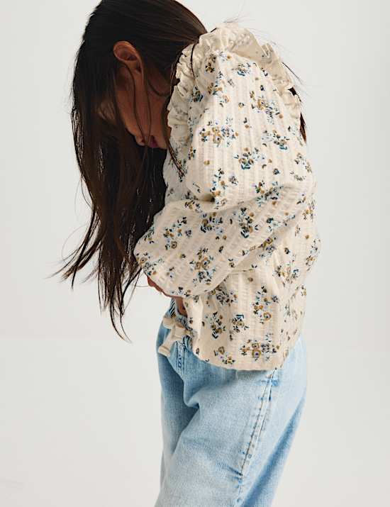 Pure Cotton Jersey Floral Blouse (2-8 Yrs)