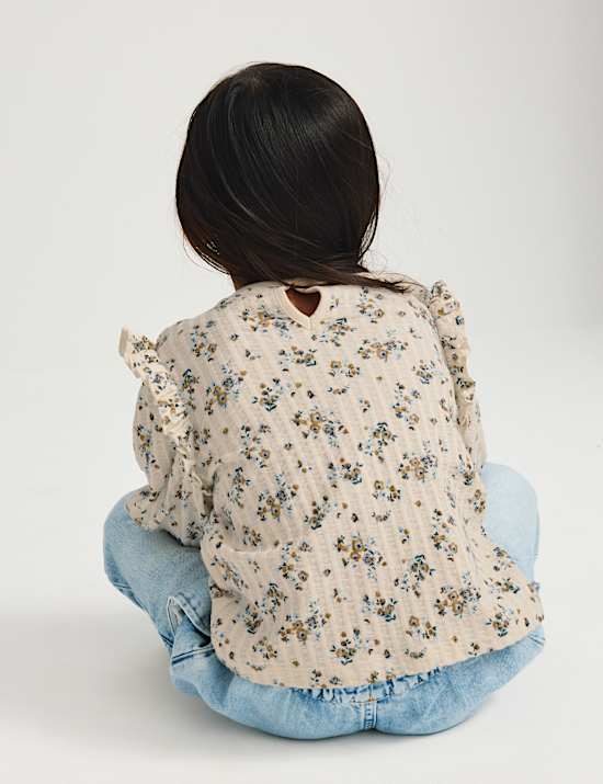 Pure Cotton Jersey Floral Blouse (2-8 Yrs)
