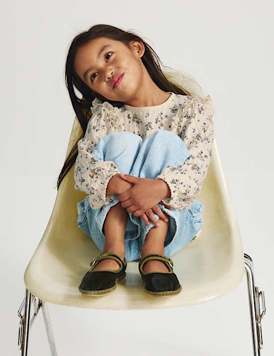 Pure Cotton Jersey Floral Blouse (2-8 Yrs)