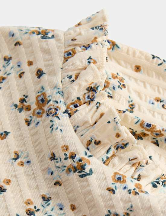 Pure Cotton Jersey Floral Blouse (2-8 Yrs)