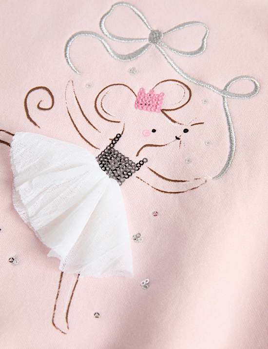 Cotton Rich Ballet Mouse Sweatshirt (2-8 Yrs)