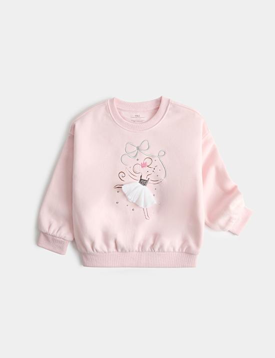 Cotton Rich Ballet Mouse Sweatshirt (2-8 Yrs)