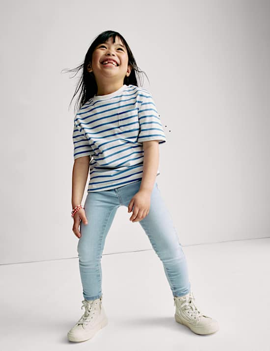 Jean délavé skinny en coton (du 2 au 8 ans)