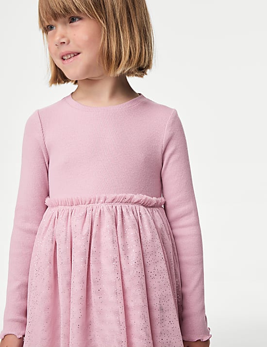Cotton Rich Tulle Glitter Dress (1-8 Yrs)