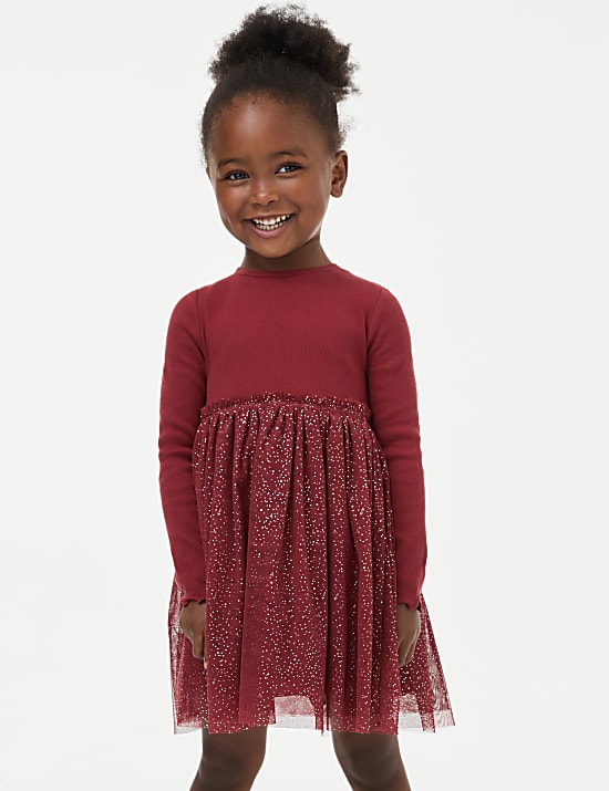 Robe en coton et tulle &agrave; paillettes (du 1&nbsp;au 8&nbsp;ans)