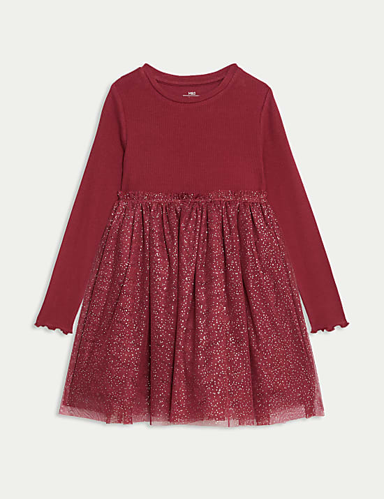 Robe en coton et tulle &agrave; paillettes (du 1&nbsp;au 8&nbsp;ans)