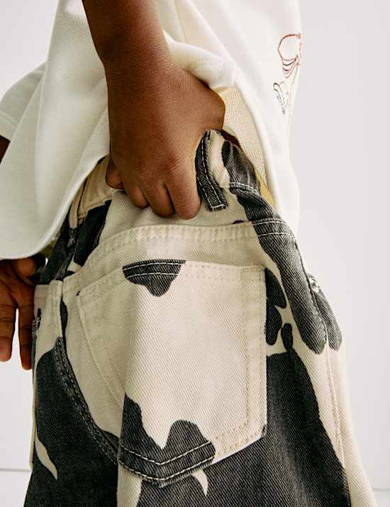 Barrel Leg Pure Cotton Cow Print Jeans (2-10Yrs)