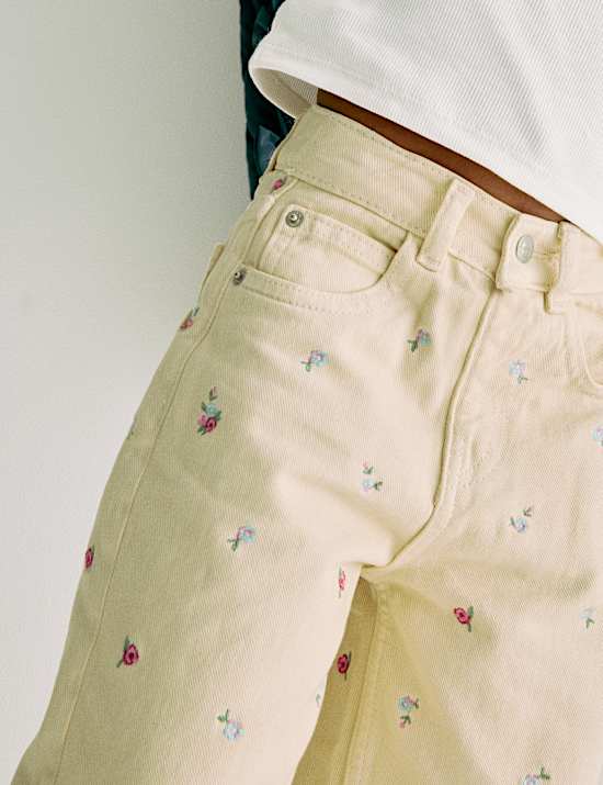 ג'ינס בגזרת בארל עם רקמה (8-2 שנים)