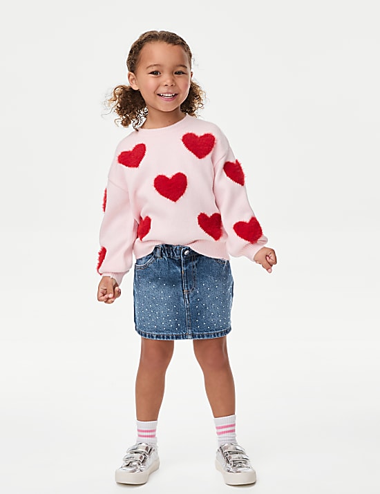 Minijupe en jean ornée de strass (du 2 au 10 ans)