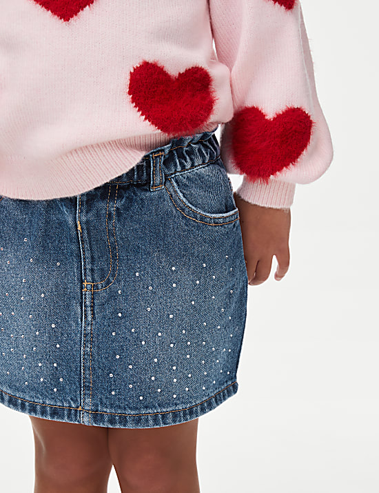 Minijupe en jean ornée de strass (du 2 au 10 ans)