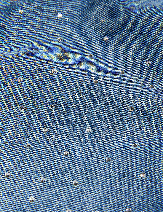 Minijupe en jean ornée de strass (du 2 au 10 ans)