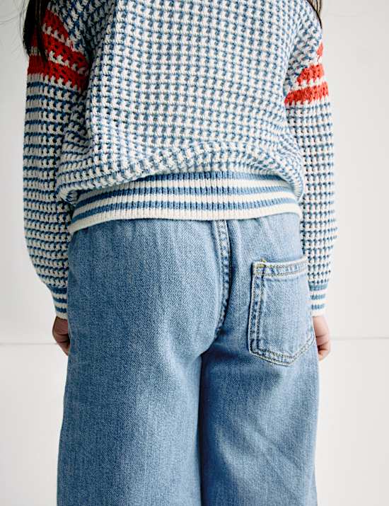 Pure Cotton Denim Side Stripe Jeans (2-16 Yrs)