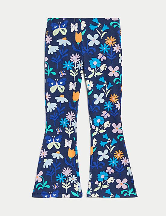 Cotton Rich Floral Ribbed Flared Legging (2-8 Yrs)