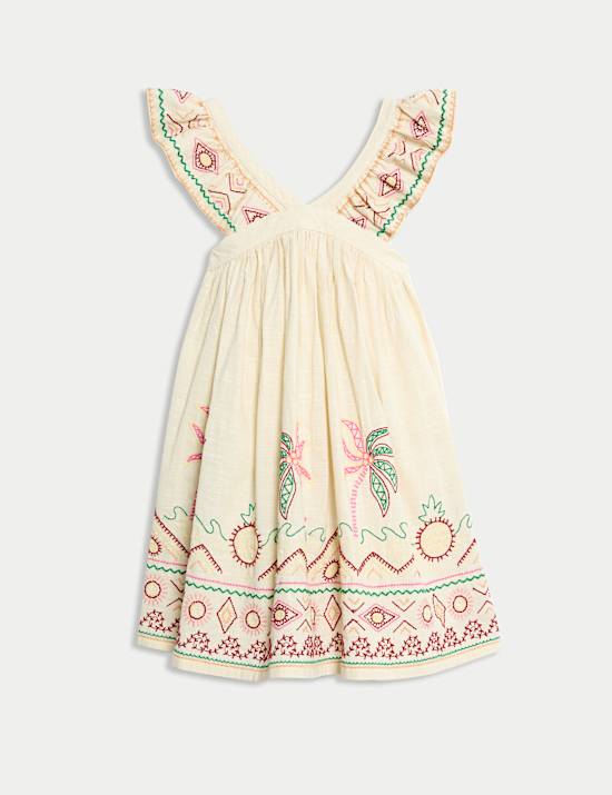 Pure Cotton Embroidered Dress (2-16 Yrs)