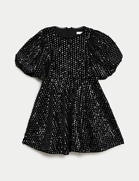 Robe en velours ornée de sequins (du 2 au 8 ans)
