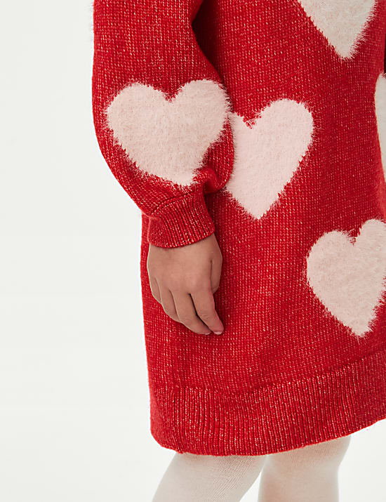 Heart Knitted Dress with Tights (2-8 Yrs)