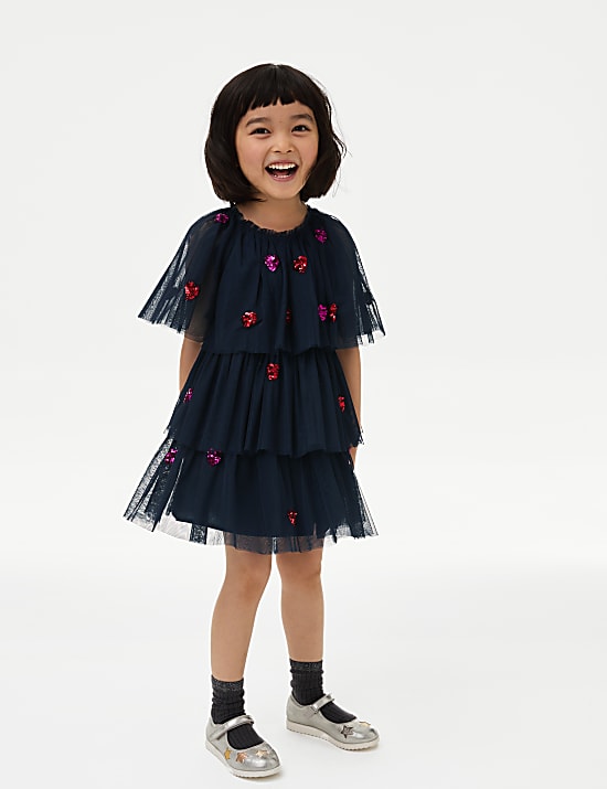 Sequin Tiered Tulle Party Dress (2-8 Yrs)
