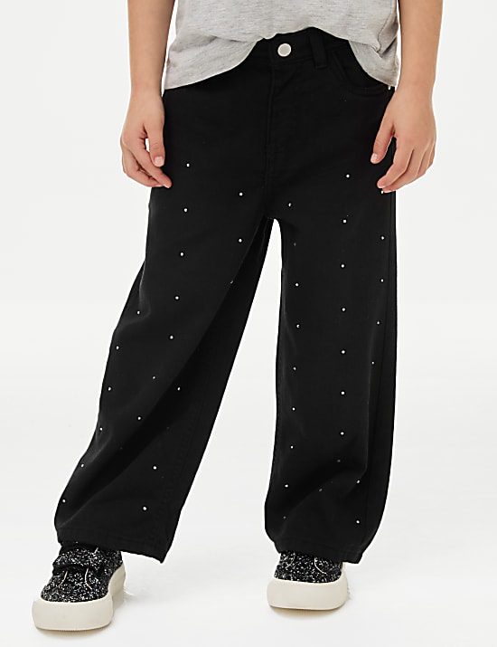 Jean denim coupe droite orné de strass (du 2 au 10 ans)