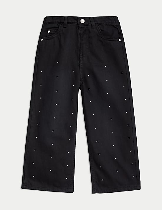 Jean denim coupe droite orné de strass (du 2 au 10 ans)