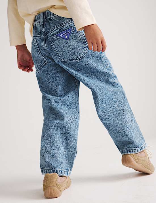 Denim Badge Barrel Leg Jeans (2-8 Yrs)